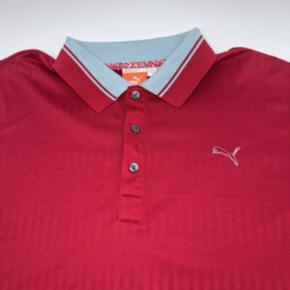 Puma Golf Shirt Mens Large Red Dry Cell Quick Dry Polo Shirt Regular Fit - Picture 1 of 14